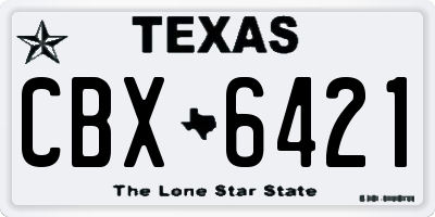 TX license plate CBX6421