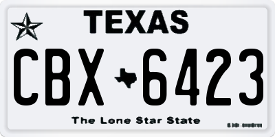 TX license plate CBX6423