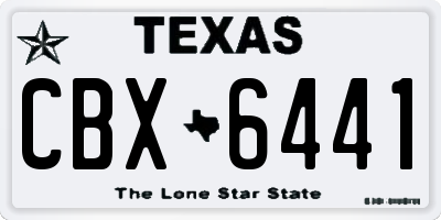 TX license plate CBX6441