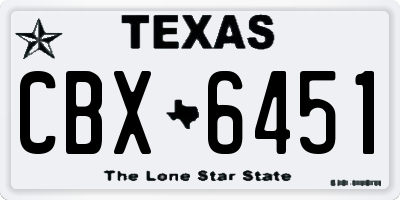 TX license plate CBX6451