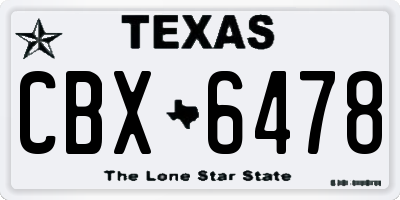 TX license plate CBX6478
