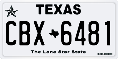 TX license plate CBX6481