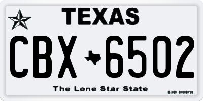 TX license plate CBX6502