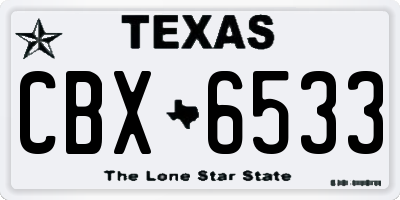 TX license plate CBX6533