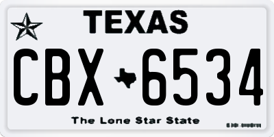 TX license plate CBX6534