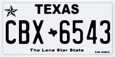 TX license plate CBX6543