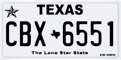 TX license plate CBX6551