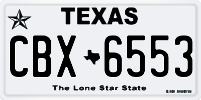 TX license plate CBX6553
