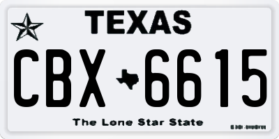 TX license plate CBX6615