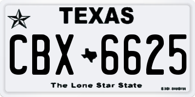 TX license plate CBX6625