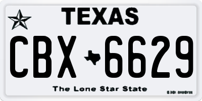 TX license plate CBX6629