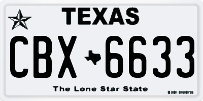 TX license plate CBX6633