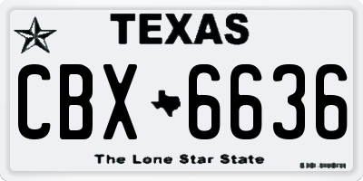 TX license plate CBX6636