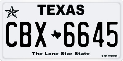 TX license plate CBX6645