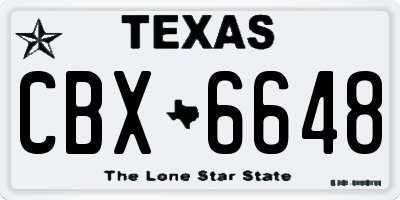 TX license plate CBX6648