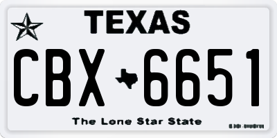 TX license plate CBX6651