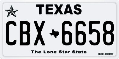 TX license plate CBX6658