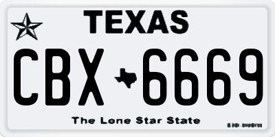 TX license plate CBX6669