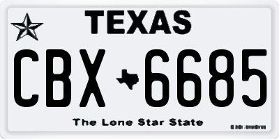 TX license plate CBX6685