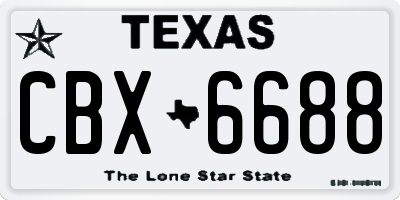 TX license plate CBX6688
