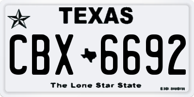 TX license plate CBX6692