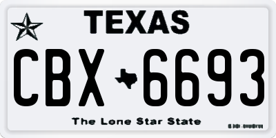 TX license plate CBX6693