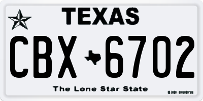 TX license plate CBX6702