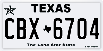 TX license plate CBX6704