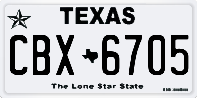 TX license plate CBX6705