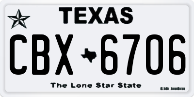 TX license plate CBX6706