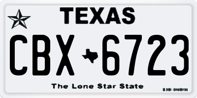 TX license plate CBX6723
