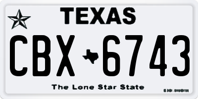TX license plate CBX6743