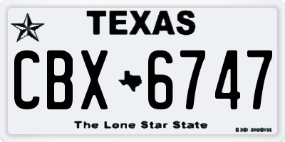 TX license plate CBX6747