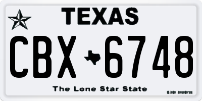 TX license plate CBX6748