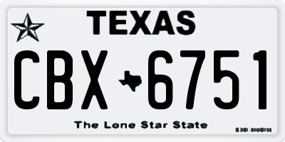 TX license plate CBX6751