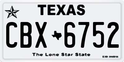 TX license plate CBX6752