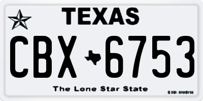 TX license plate CBX6753