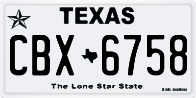 TX license plate CBX6758