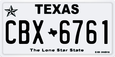 TX license plate CBX6761