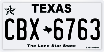 TX license plate CBX6763