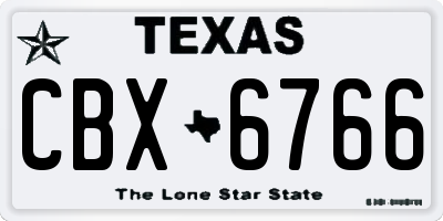 TX license plate CBX6766
