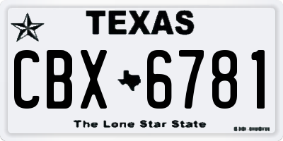 TX license plate CBX6781
