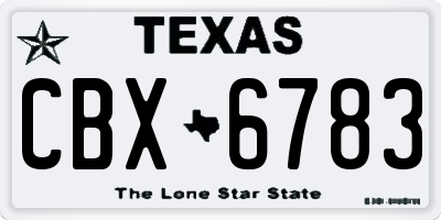 TX license plate CBX6783