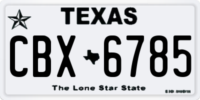 TX license plate CBX6785
