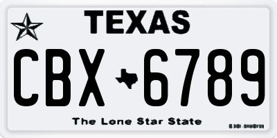 TX license plate CBX6789