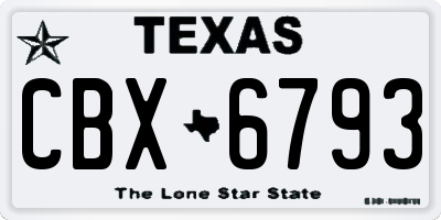 TX license plate CBX6793