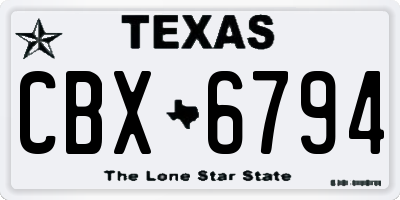 TX license plate CBX6794