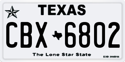 TX license plate CBX6802