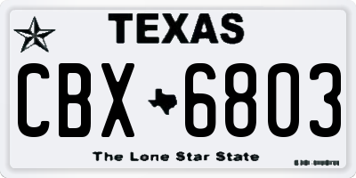 TX license plate CBX6803