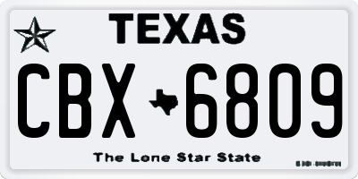 TX license plate CBX6809